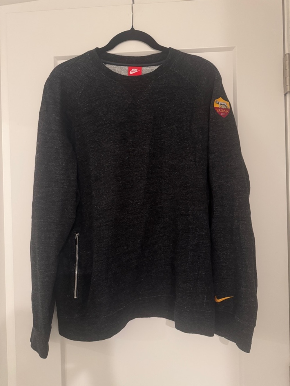 A.S. Roma Nike Men's Dark Heather Gray Crewneck with Roma Patch